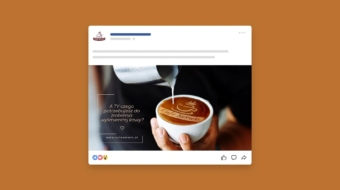 Post na Facebooka przedstawiajacy kawe z mlekiem