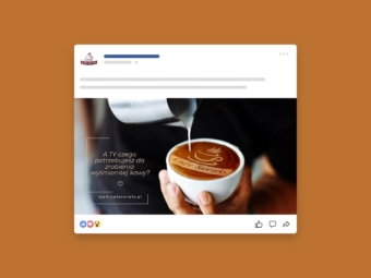 Post na Facebooka przedstawiajacy kawe z mlekiem