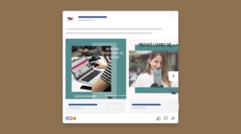 zdjecie przedstawiajace komputer na biurku i Pania trzymajaca kubek